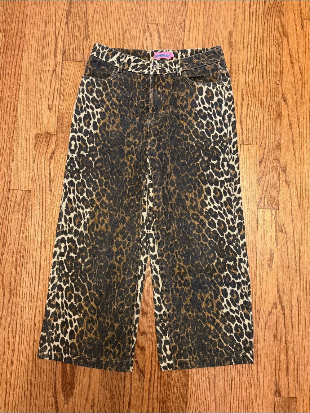 Edikted Leopard Printed Low Rise Jeans